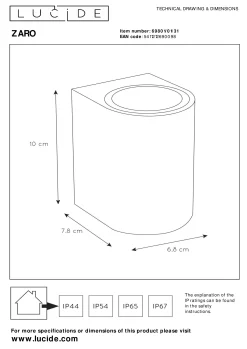 ZARO - Wandspot / Wandlamp Binnen/Buiten - 1xGU10 - IP44 - Wit*Lucide Online