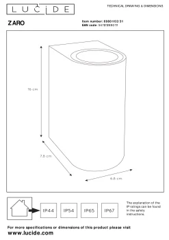 ZARO - Wandspot / Wandlamp Binnen/Buiten - 2xGU10 - IP44 - Wit*Lucide Hot