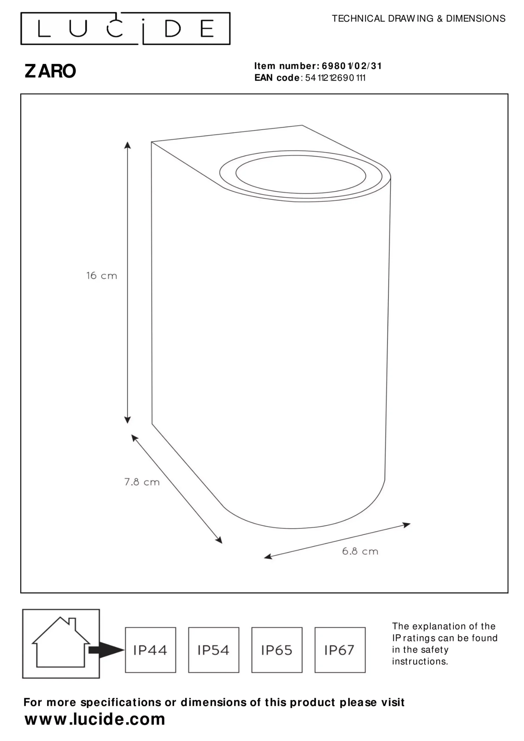 ZARO - Wandspot / Wandlamp Binnen/Buiten - 2xGU10 - IP44 - Wit*Lucide Hot