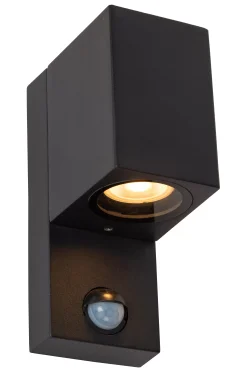 ZARO IR - Wandspot / Wandlamp Binnen/Buiten - 1xGU10 - IP65 - Beweging & dag/nacht sensor (uitschakelbaar) - Zwart*Lucide Fashion