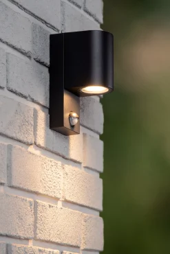 ZARO IR - Wandspot / Wandlamp Binnen/Buiten - 1xGU10 - IP65 - Beweging & dag/nacht sensor (uitschakelbaar) - Zwart*Lucide Cheap