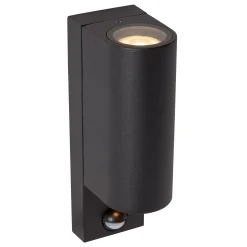 ZARO IR - Wandspot / Wandlamp Binnen/Buiten - 2xGU10 - IP65 - Beweging & dag/nacht sensor (uitschakelbaar) - Zwart*Lucide Cheap
