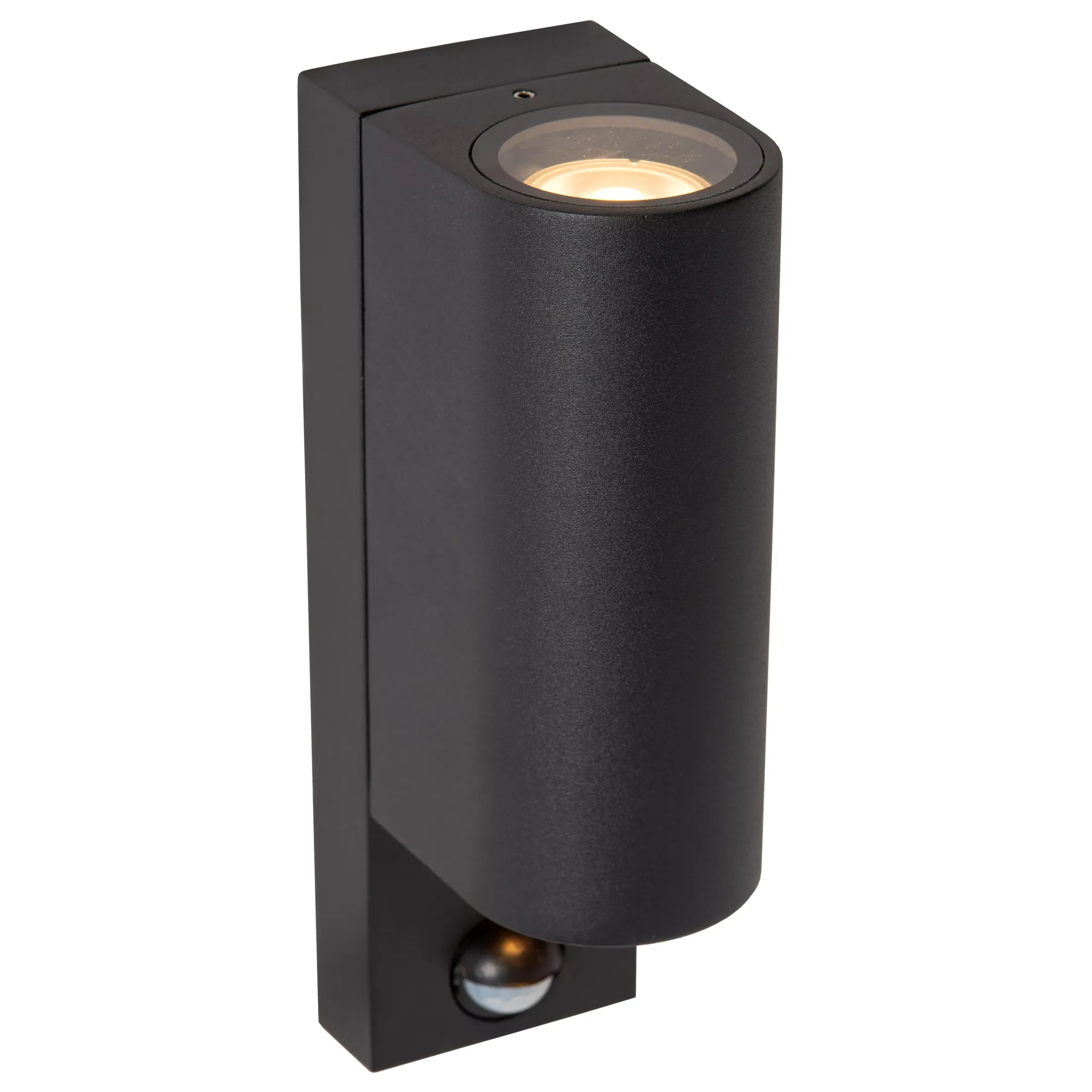 ZARO IR - Wandspot / Wandlamp Binnen/Buiten - 2xGU10 - IP65 - Beweging & dag/nacht sensor (uitschakelbaar) - Zwart*Lucide Cheap