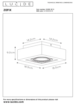 ZEFIX - Plafondspot - LED Dim to warm - GU10 (ES111) - 1x12W 2200K/3000K - Wit*Lucide Discount