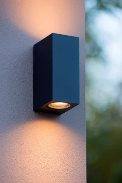 ZORA-LED - Wandspot / Wandlamp Binnen/Buiten - LED Dimb. - GU10 - 2x5W 3000K - IP44 - Zwart*Lucide Clearance