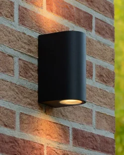 ZORA-LED - Wandspot / Wandlamp Binnen/Buiten - LED Dimb. - GU10 - 2x5W 3000K - IP44 - Zwart*Lucide Shop
