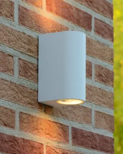 ZORA-LED - Wandspot / Wandlamp Binnen/Buiten - LED Dimb. - GU10 - 2x5W 3000K - IP44 - Wit*Lucide Cheap